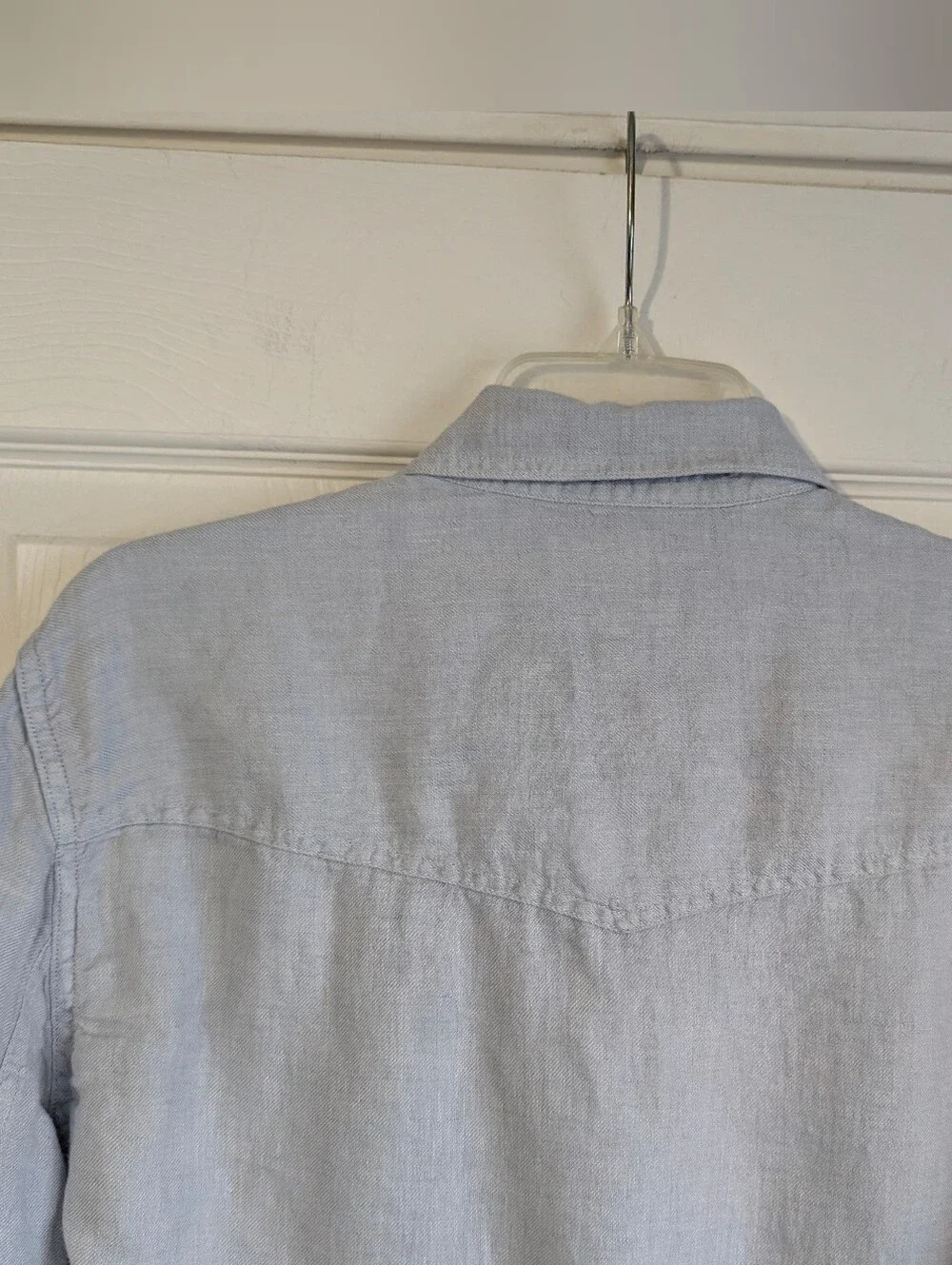 Banana Republic Light Blue Long-Sleeve Standard Fit Linen Shirt Size M